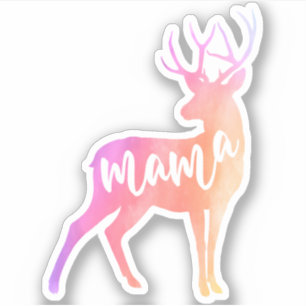 Mama Deer Waterverf Sticker