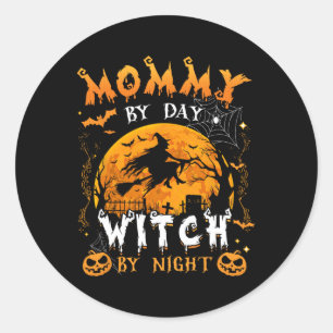 Mama door dag heks door nacht grappige familie Hal Ronde Sticker
