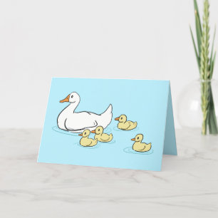 Mama Duck & Baby's Blue Blank Kaart