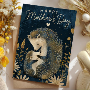 Mama Egel met haar Baby Bos Moederdag Feestdagenkaart