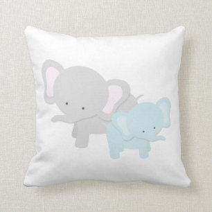 Mama Elephant en Baby Sierkussen   {Lt Blauw terug
