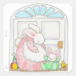 Mama en Baby Bunny Sticker cadeau label