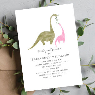 Mama en Baby Dinosaur Girl Baby shower Kaart