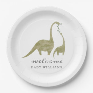 Mama en Baby Dinosaur neutraal Baby shower Papieren Bordje
