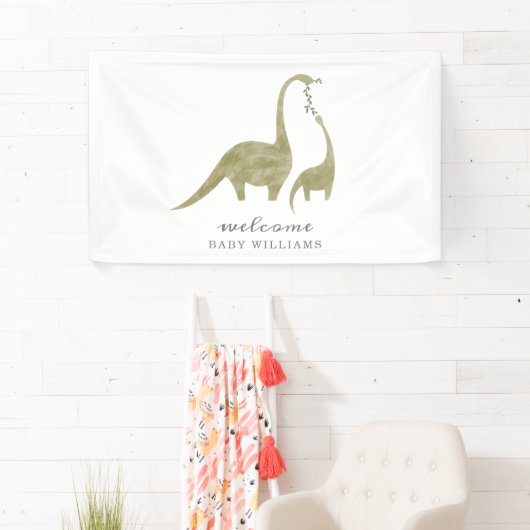 Mama en Baby Dinosaur neutraal Baby shower Spandoek (Insitu)