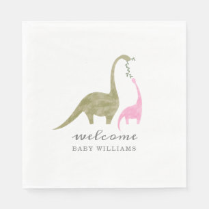 Mama en Baby Dinosaurus Roze Baby shower Servet