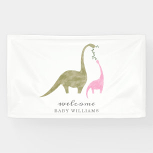Mama en Baby Dinosaurus Roze Baby shower Spandoek