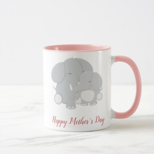 mama en Baby Elephant Happy Moederdag Mok (Rechts)