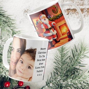 Mama en Baby foto Kerstman levert Cadeaus Koffiemok