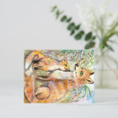 Mama en Baby Fox Briefkaart (Staand voorkant)
