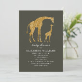 Mama en Baby Giraffe Donker Neutraal Baby shower Kaart (Staand voorkant)