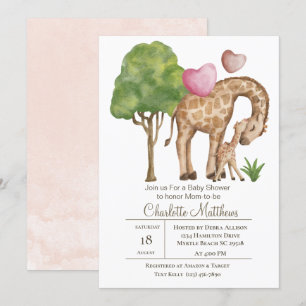 Mama en Baby Giraffe Oerwoud Sarfari Baby shower Kaart
