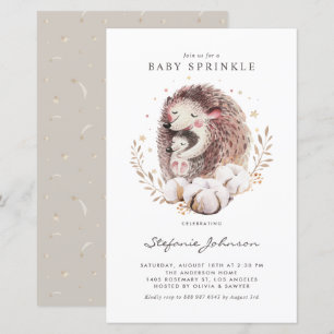 Mama en Baby Hedgehog Baby Sprinkle Invitation