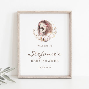 Mama en Baby Hedgehog Forest Baby shower Welkom Poster
