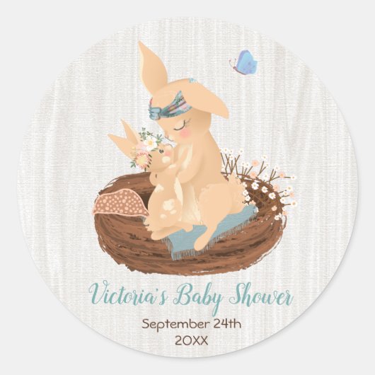 Mama en baby konijnendouche stickers (Voorkant)