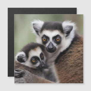 Mama en Baby Lemur hebben een knuffel,