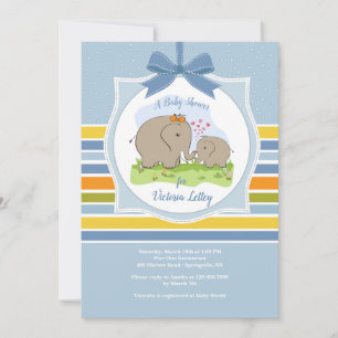 Mama en Baby Olifant Baby Shower Uitnodiging