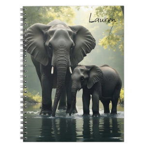 Mama en Baby olifant gepersonaliseerd Notitieboek