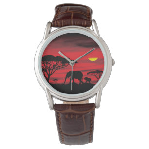 Mama en Baby olifant in de Serengeti Horloge