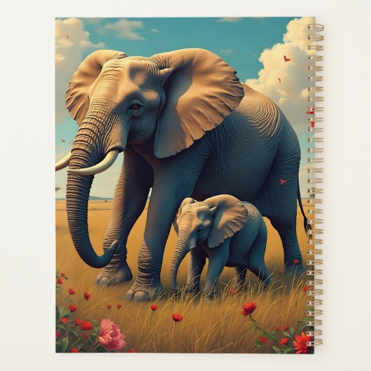 Mama en Baby olifant in het regenwoud Planner (Achterkant)