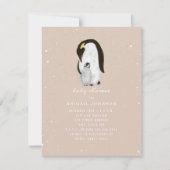 Mama en Baby Pinguïn Roze Meisje Baby Shower Kaart (Voorkant)