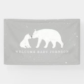 Mama en Baby Polar Beer Sneeuwgrijs Baby shower Spandoek (Horizontaal)