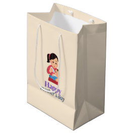 Mama en baby, vrolijke moederdag medium cadeauzakje