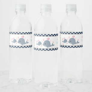 Mama en Baby Walvis Baby Shower Feestje Favor voor Waterfles Etiket