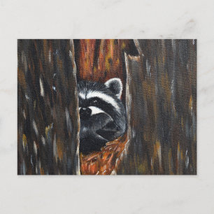 Mama en Baby Wasbeer Schilderij Briefkaart