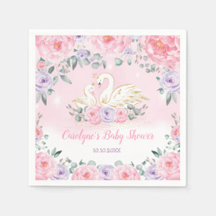 Mama en Baby Zwaanprinses Roze paarse bloemen Servet
