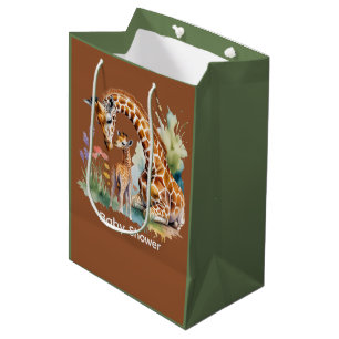 Mama en Ik Aquarel Giraffe Baby Shower Medium Cadeauzakje