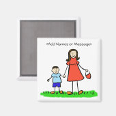Mama en ik - moeder en zoon Brunette Family Magnet Magneet (Voorkant / Achterkant)