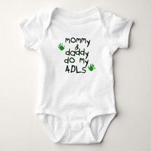 Mama en papa doen mijn ADL's groene handdruk OT ba Romper