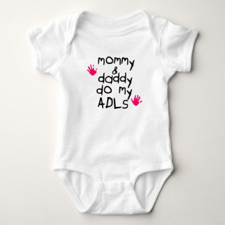 Mama en papa doen mijn ADL's roze handdruk OT baby Romper