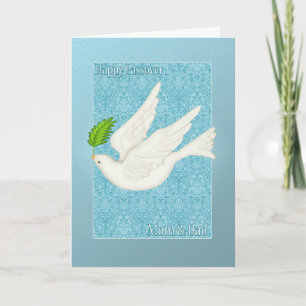 Mama en papa duif voor Pascha met olijfblad Kaart