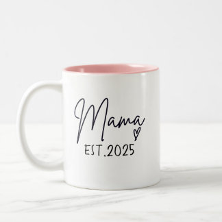 Mama Est 2025, Gepersonaliseerd, Mama Mok, Aangepa Tweekleurige Koffiemok