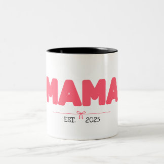 MAMA EST. 2025 - Geschenken op maat voor moeders Tweekleurige Koffiemok