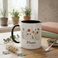 Mama Est Bloem Jaar Botanische Wilde Bloem Kunst