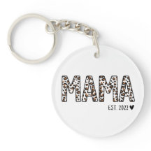Mama Est Sleutelhanger Leopard Print, aangepaste M