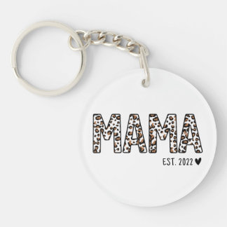 Mama Est Sleutelhanger Leopard Print, aangepaste M