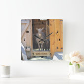 Mama et bébé chèvre Bienvenue Mur Horloge (Maison)