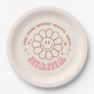 Mama Flower: Geliefd, sterk, mooi en waardig Papieren Bordje