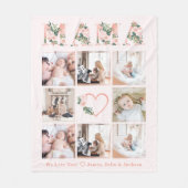 Mama Foto Bloemen Collage Custom Fleece Deken (Voorkant)