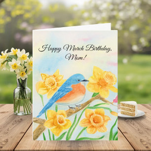Mama Gelukkige Maart Verjaardag Blauwe Vogel Kaart