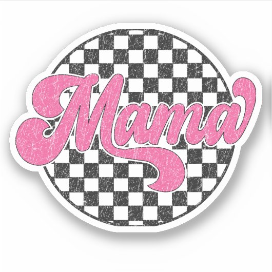 Mama Geruite Vans Retro  Sticker Roze (Voorkant)