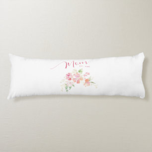 Mama Gevestigd Blush Roze Bloemen Waterverf Wit Lichaamskussen