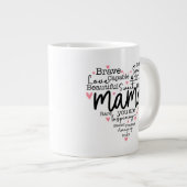 Mama Gift Mam Manuscript Inspioneert Harten Extra Grote Beker (Voorkant rechts)