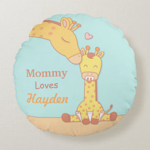 Mama Giraffe en Baby Kalf Slaapkamer Decoratie Rond Kussen