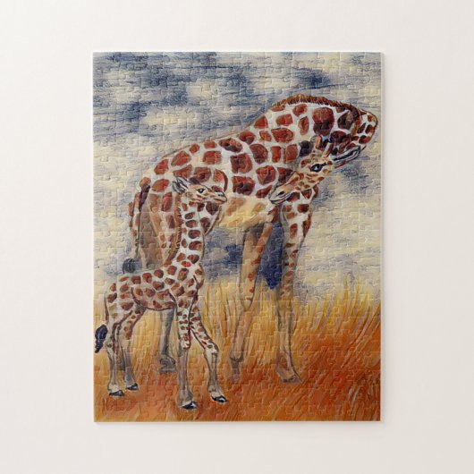 Mama Giraffe 🦒 en Baby Legpuzzel (Verticaal)