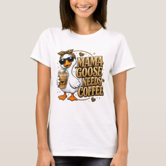 Mama Goose heeft een Iced Latte Koffie Luipaardpri T-shirt